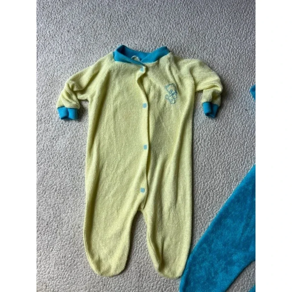 2 1990s Vintage Obion Terry Cloth Onesie Footsie Pajamas
